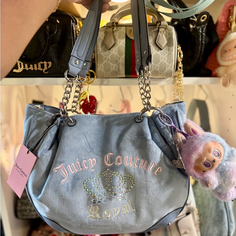 Juicy Couture Juicy Kingdom Light Blue and Pink Tote/Shoulder Bag